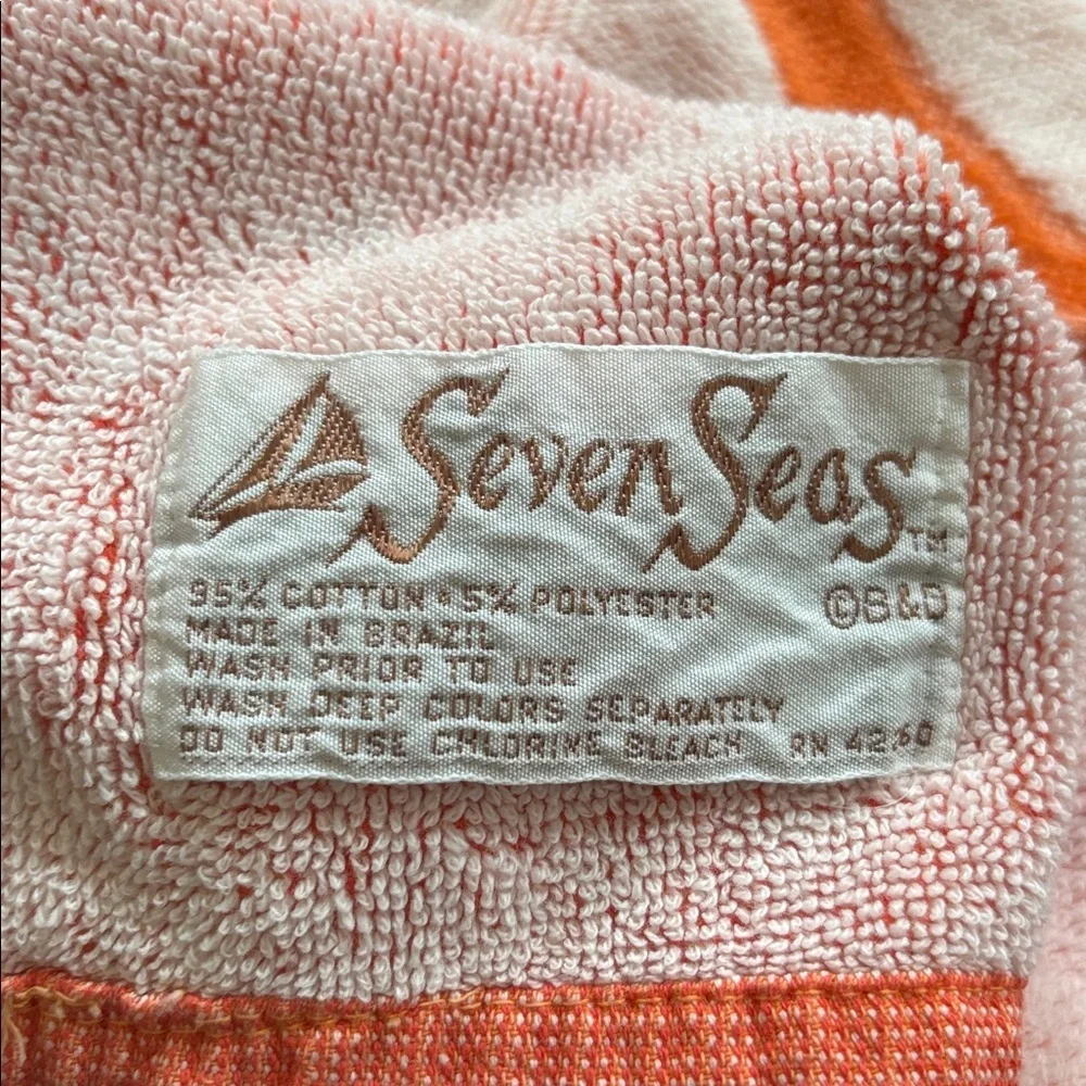 VTG 80’s Seven Seas Cotton ESCAPE Beach Towel Cotton Blend 29X54 Orange Red